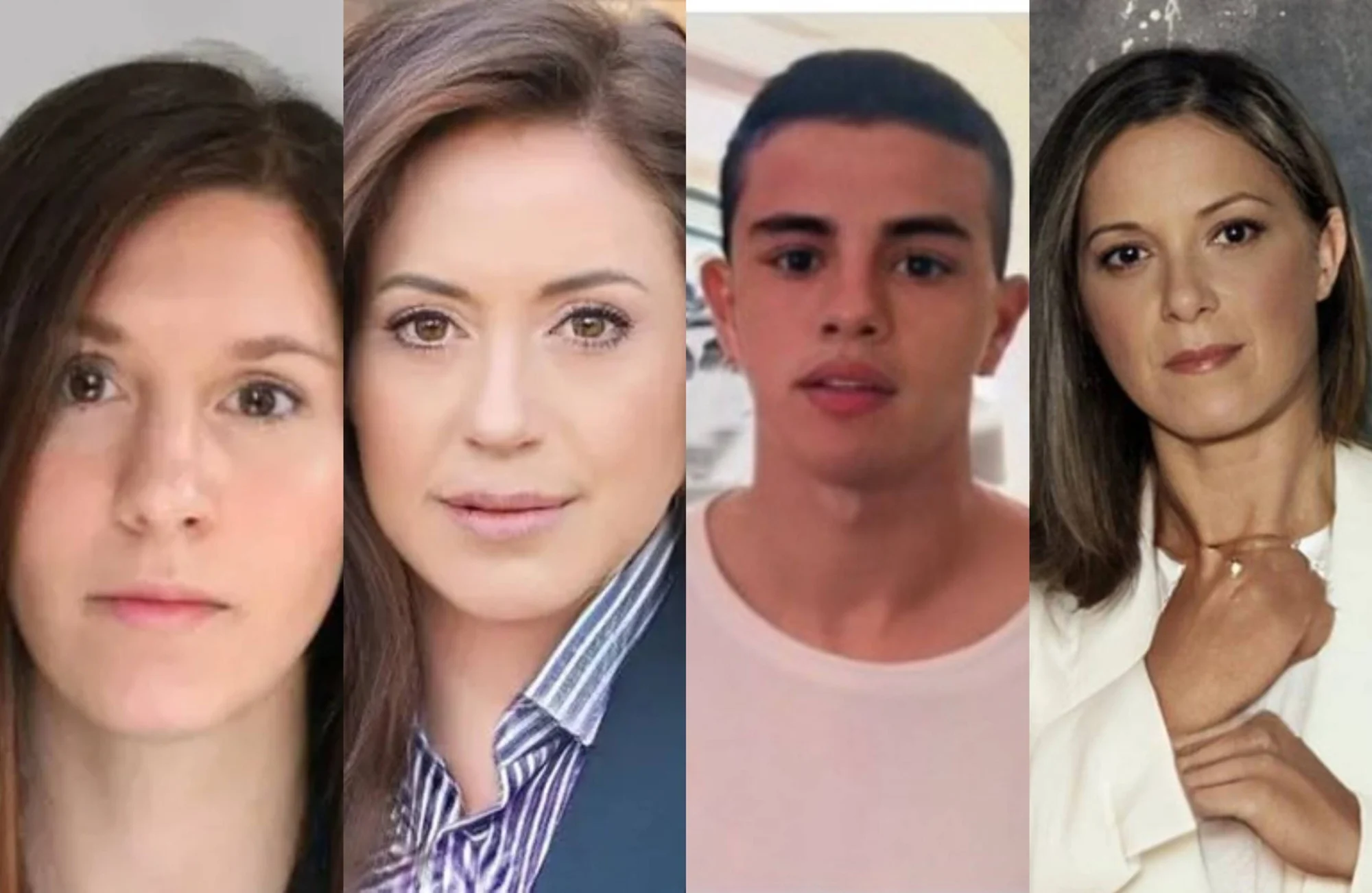 Collage con los retratos de cuatro personas: tres mujeres y un joven, fotografiados de frente en primer plano.